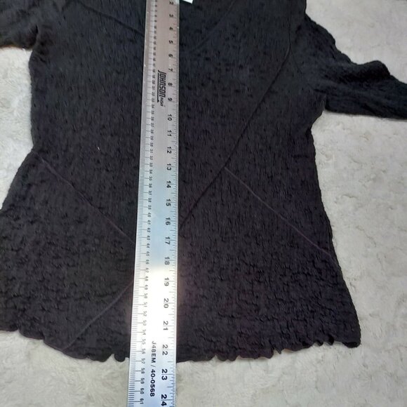 NTCO Nomadic Traders Womens Small Black Knitted Sweater Top V-Neck 3/4 Sleeve - Picture 5 of 7